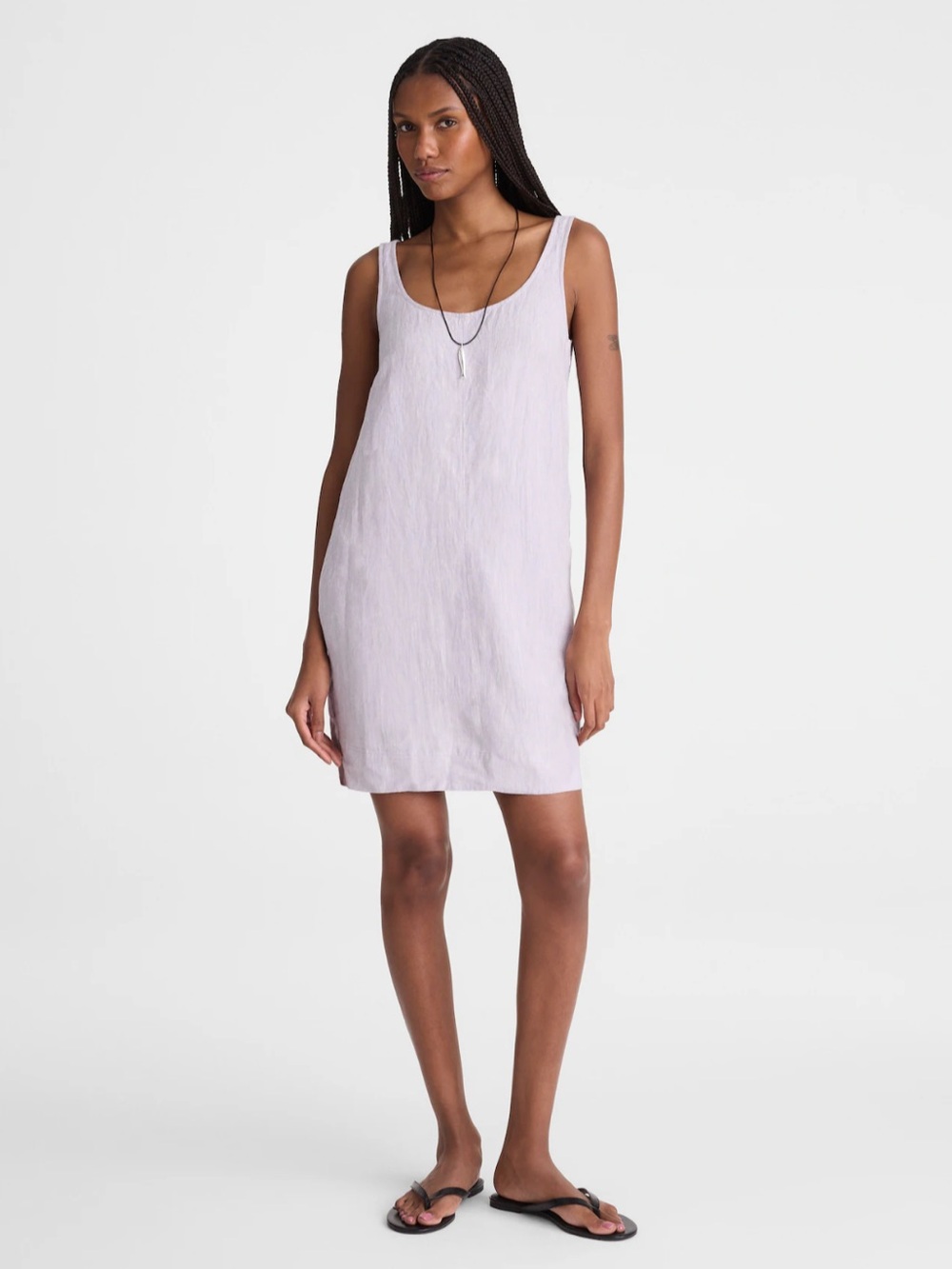 NWT Madewell Scoopneck Mini Shift Dress in 100% Linen Lilac Chambray